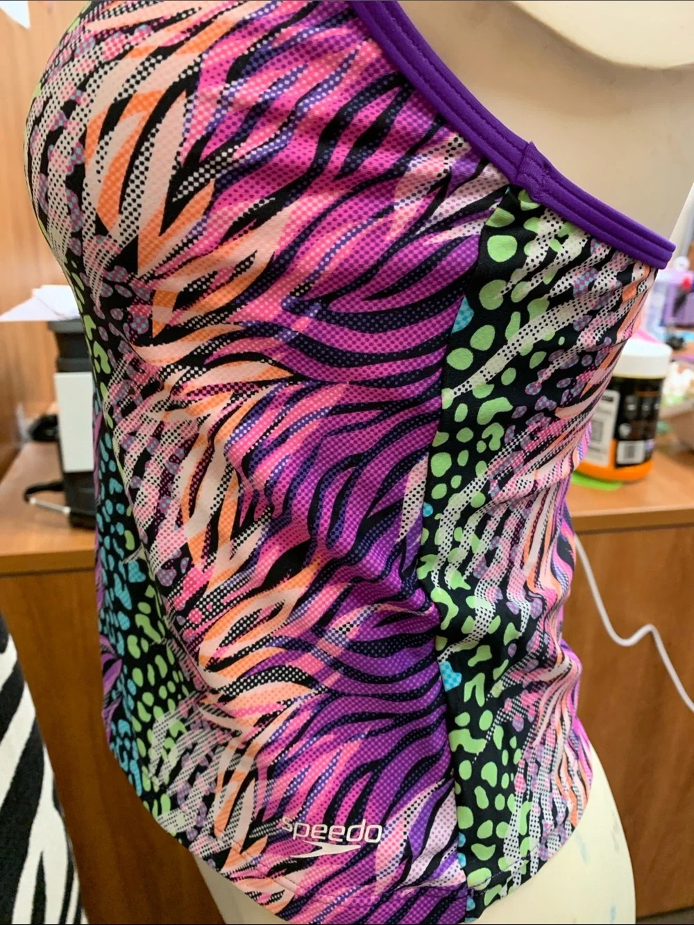 Speedo Purple Multicolor Animal Print Tankini Top